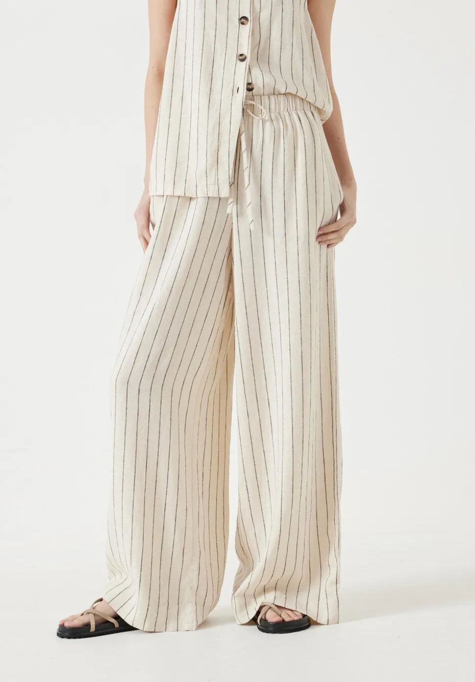 Linen Blend Petunia Wide Leg Trousers