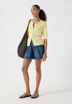 Linen Blend Short Sleeve Cardigan