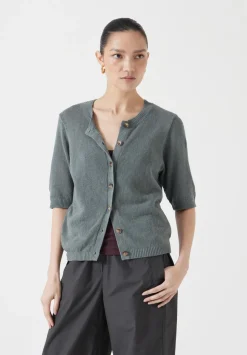 Linen Blend Short Sleeve Cardigan
