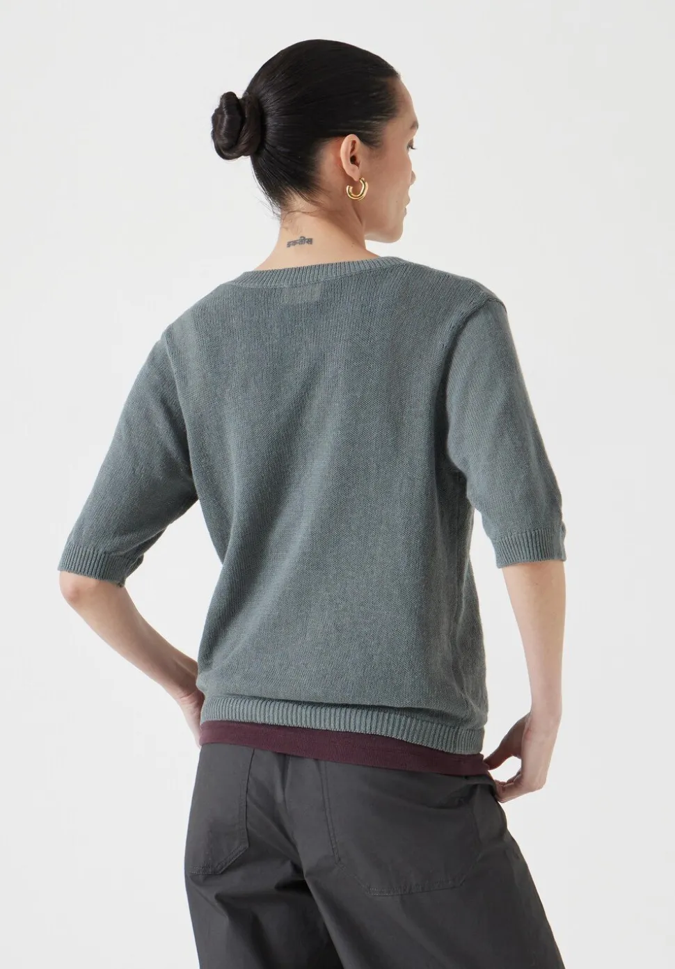 Linen Blend Short Sleeve Cardigan