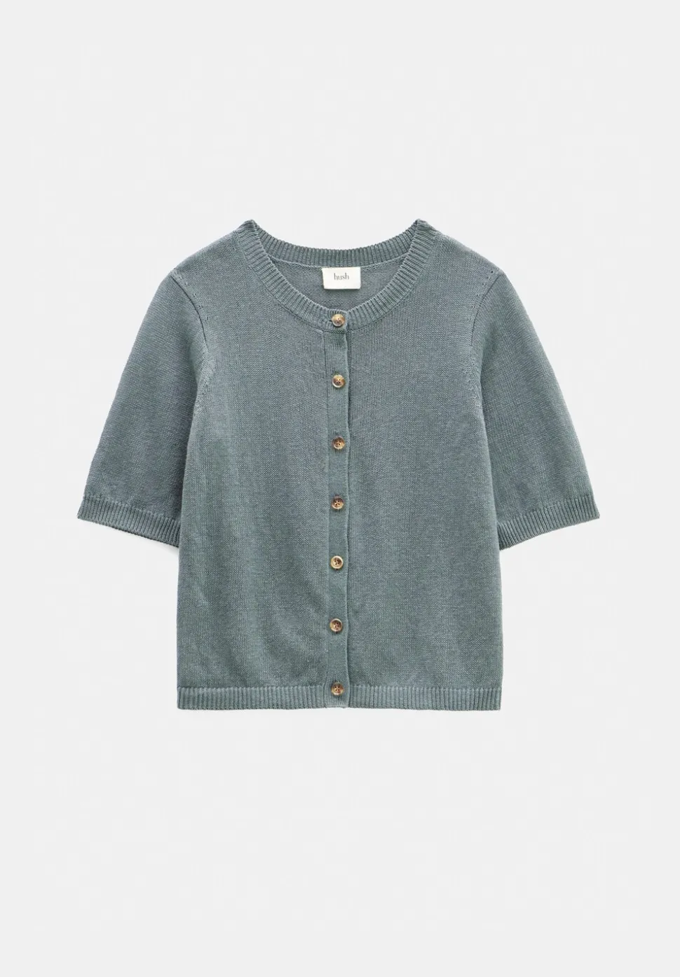 Linen Blend Short Sleeve Cardigan