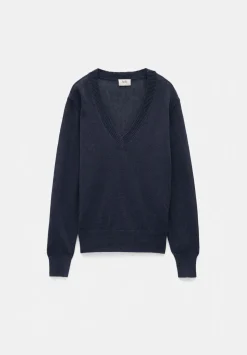 Linen Blend V Neck Jumper