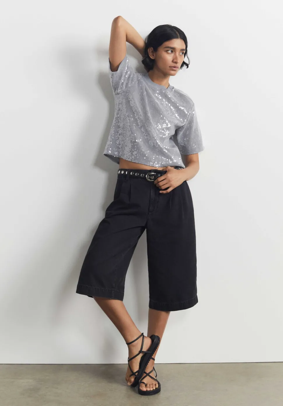 Lya Cropped Denim Bermuda Shorts