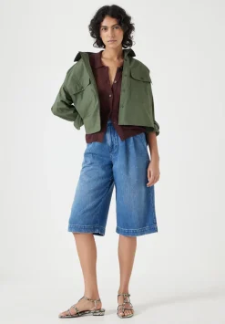 Lya Cropped Denim Bermuda Shorts