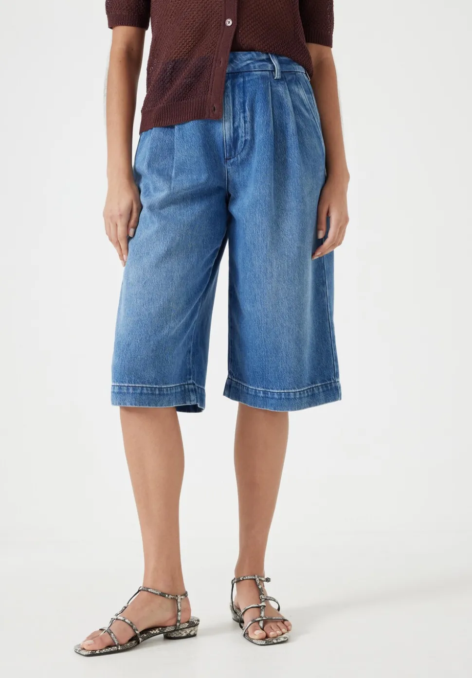 Lya Cropped Denim Bermuda Shorts