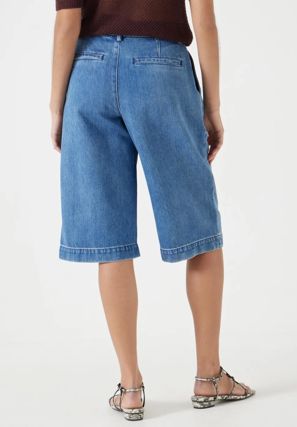 Lya Cropped Denim Bermuda Shorts