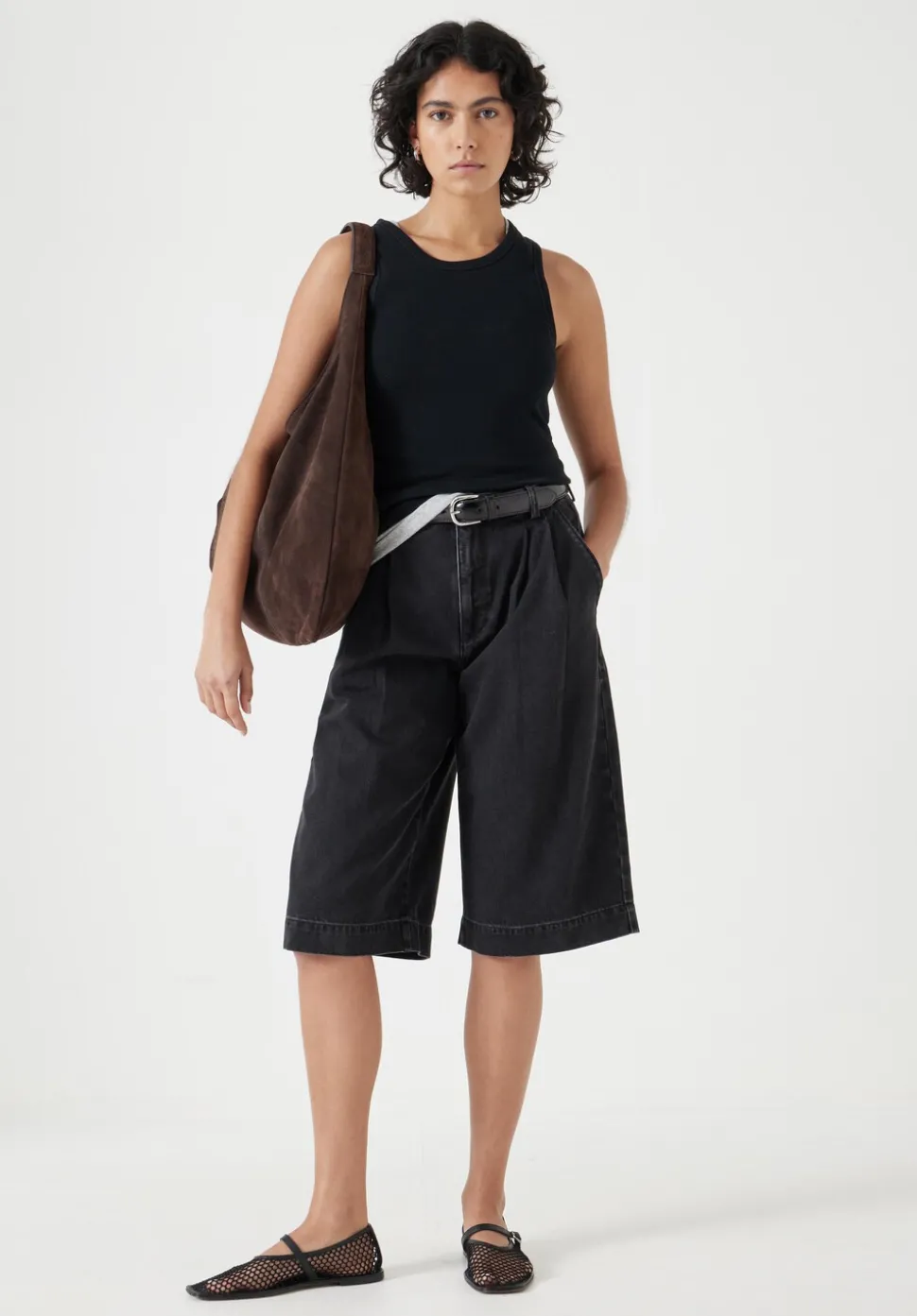Lya Cropped Denim Bermuda Shorts