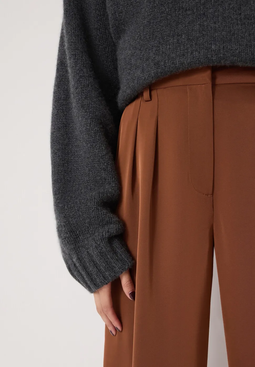 Lya Satin Twill Wide Leg Trousers