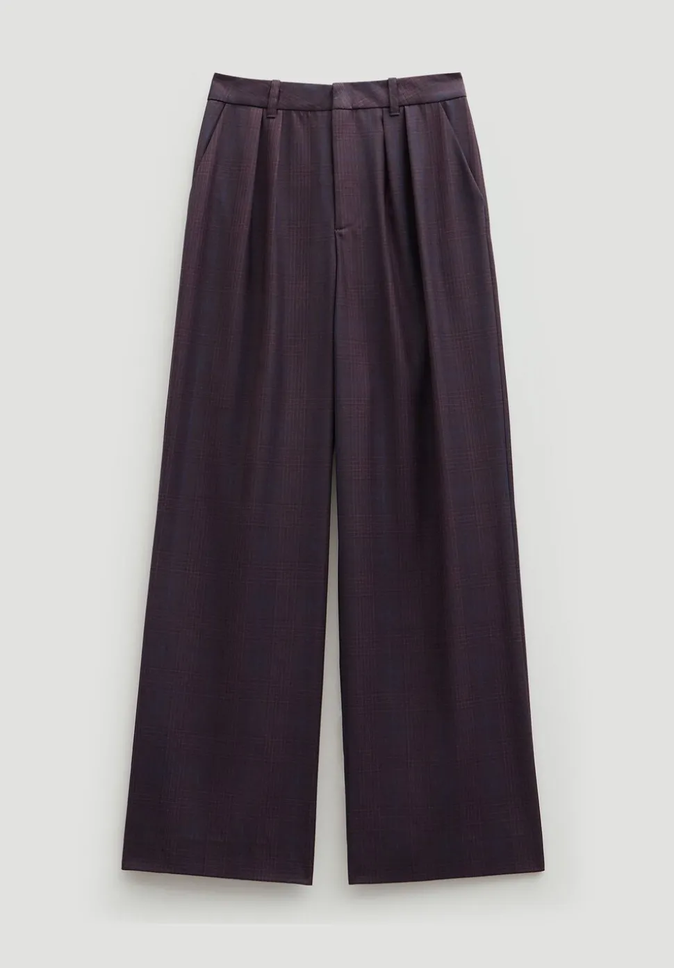 Lya Wool Blend Wide Leg Check Trousers