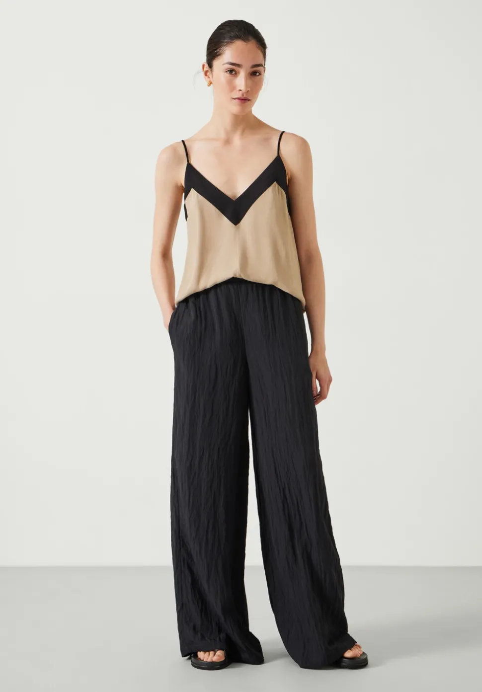 Mabel Fluid Wide Leg Crinkle Trousers