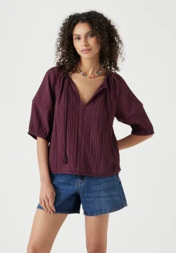 Mae Crinkle Balloon Sleeve Blouse