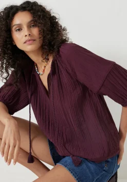 Mae Crinkle Balloon Sleeve Blouse