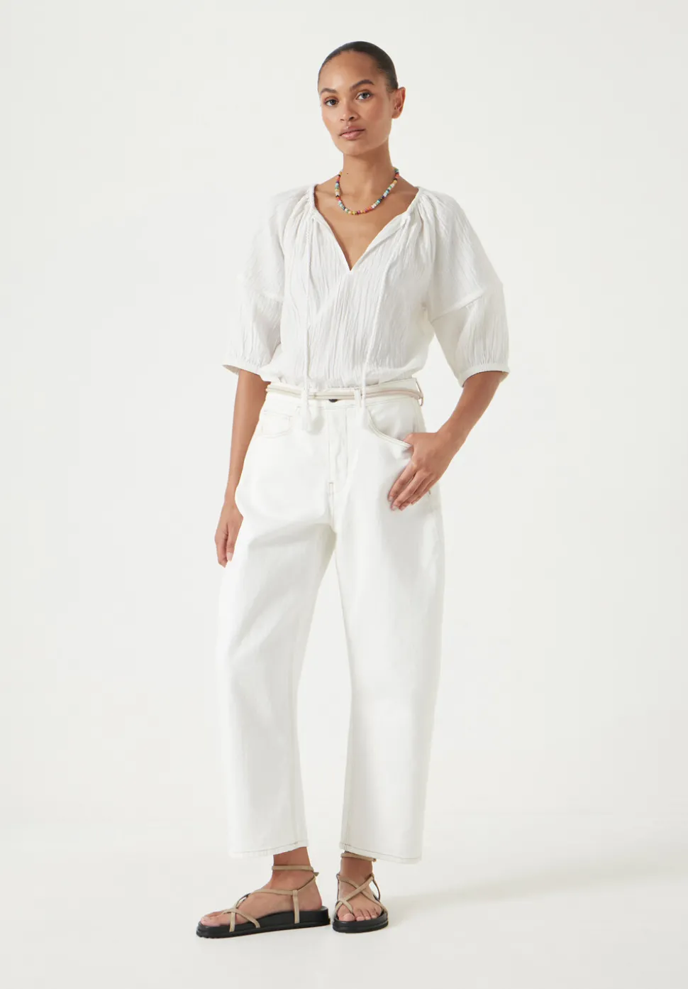 Mae Crinkle Balloon Sleeve Blouse