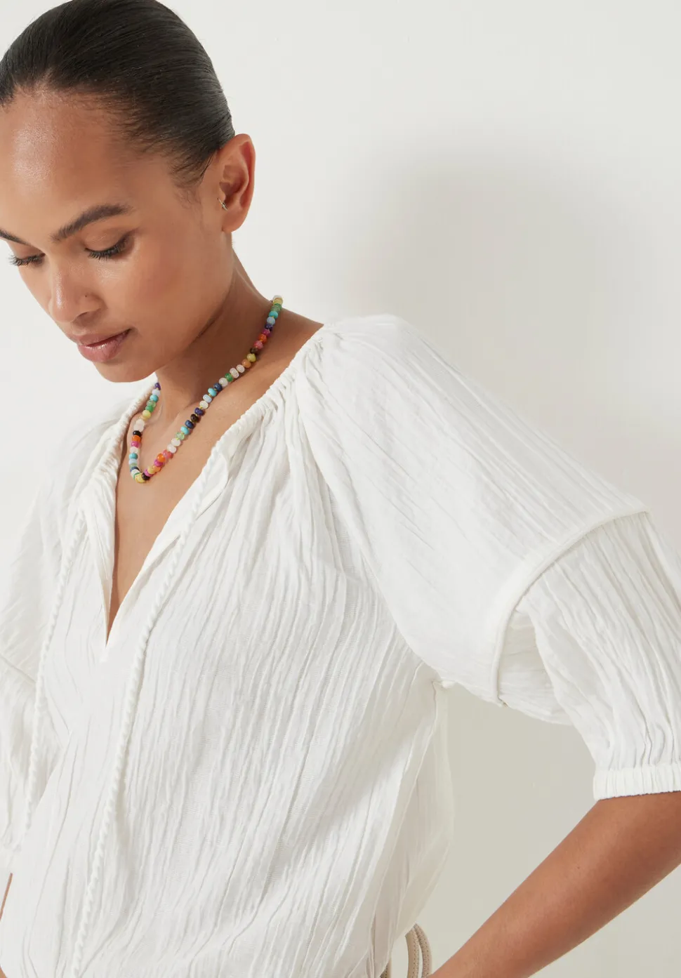Mae Crinkle Balloon Sleeve Blouse