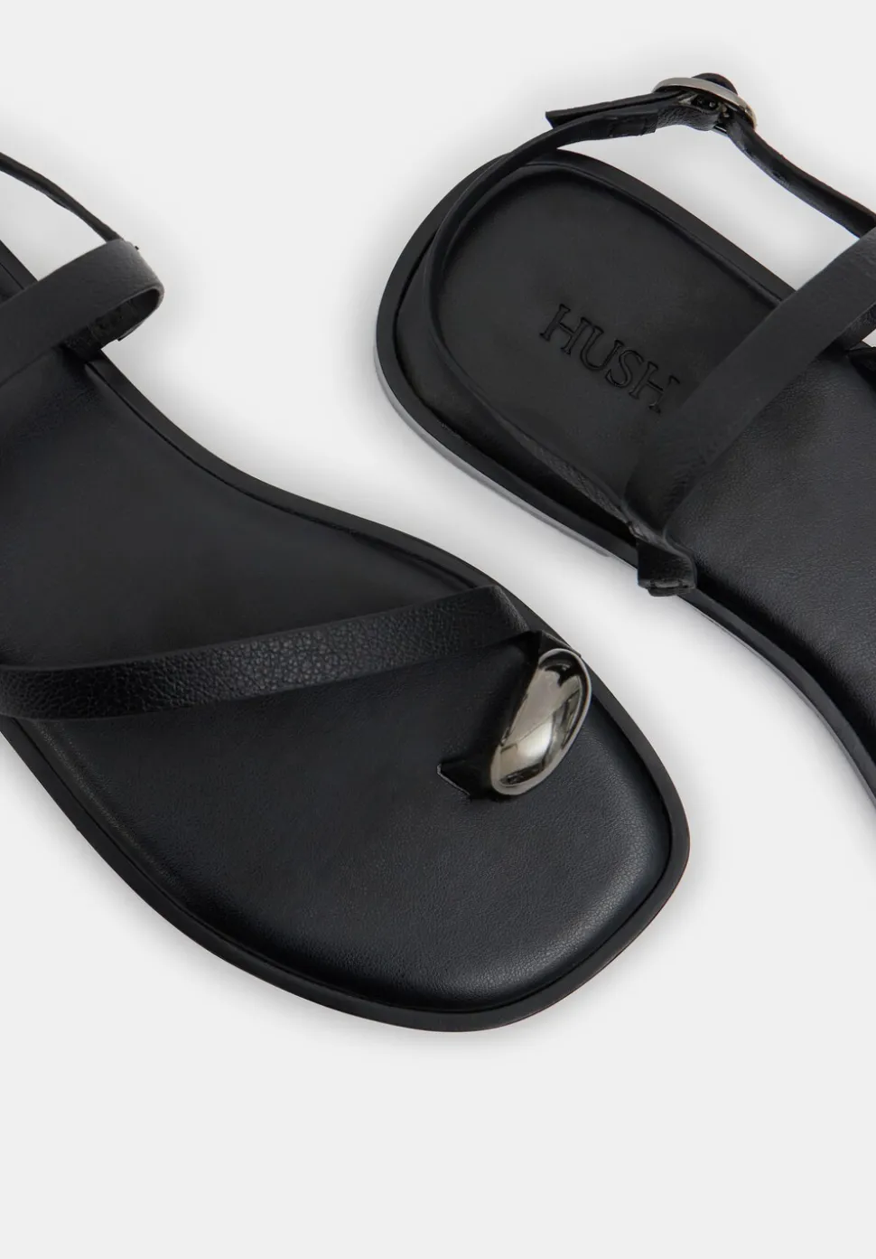 Metal Detail Flat Leather Sandals