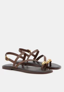 Metal Detail Flat Leather Sandals