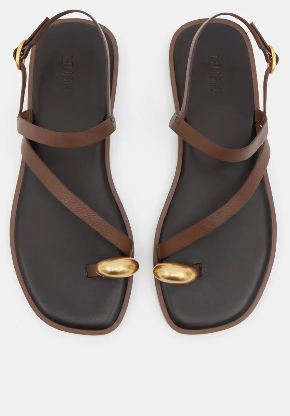 Metal Detail Flat Leather Sandals