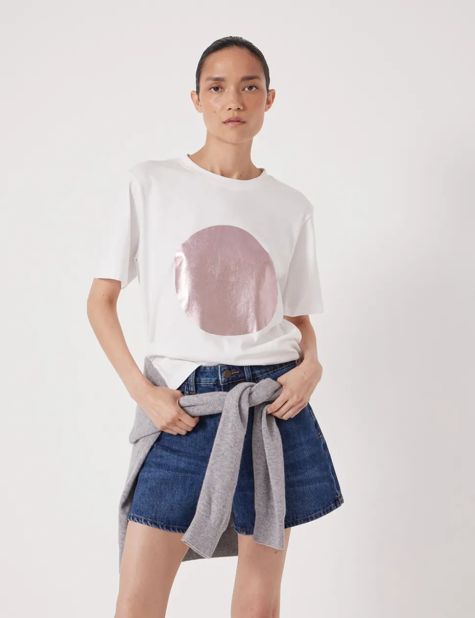 Metallic Graphic Cotton T-Shirt