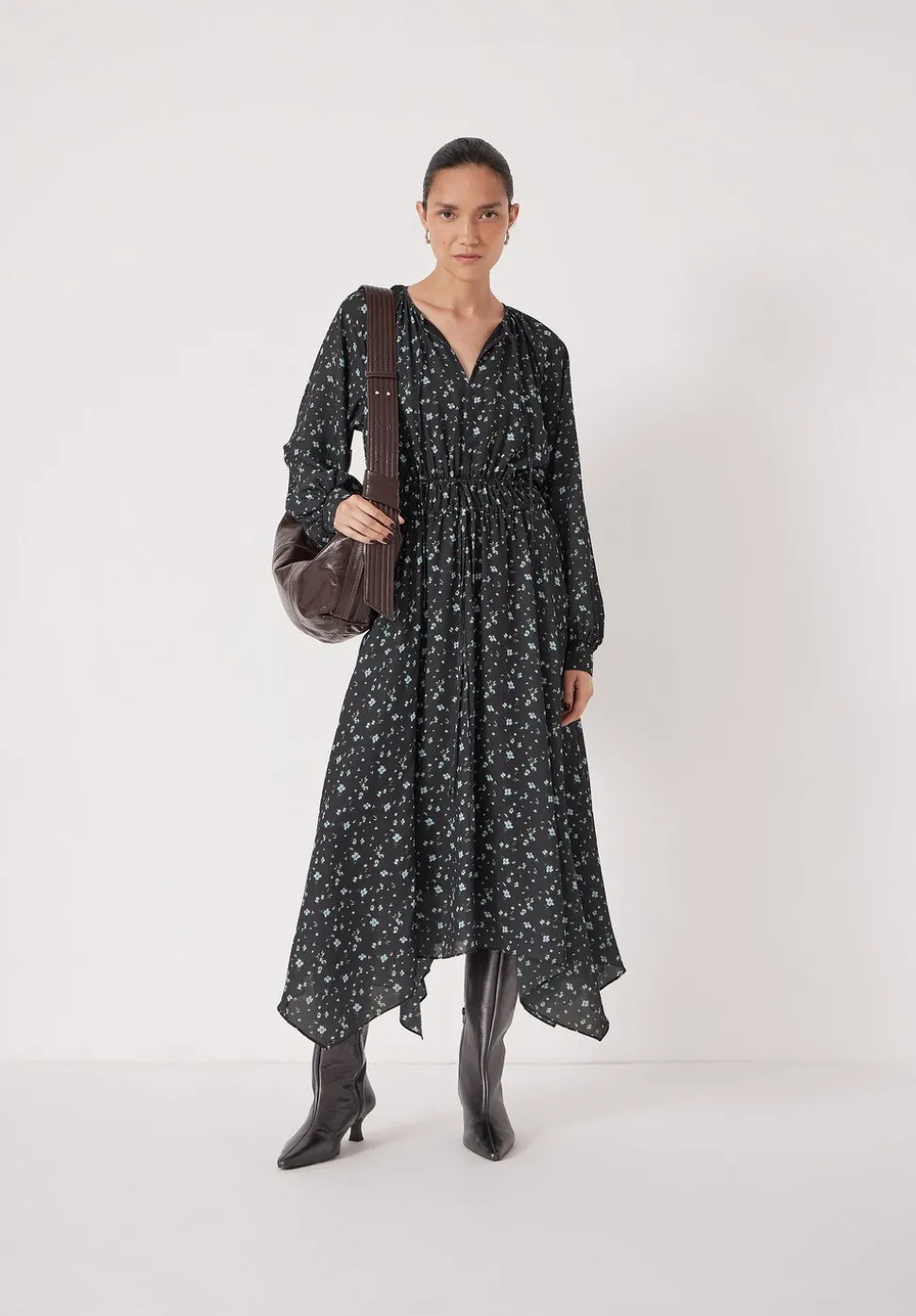 Odelia Printed Long Sleeve Chiffon Dress