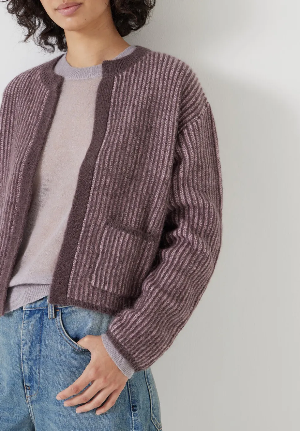 Opal Tonal Stripe Wool Blend Cardigan