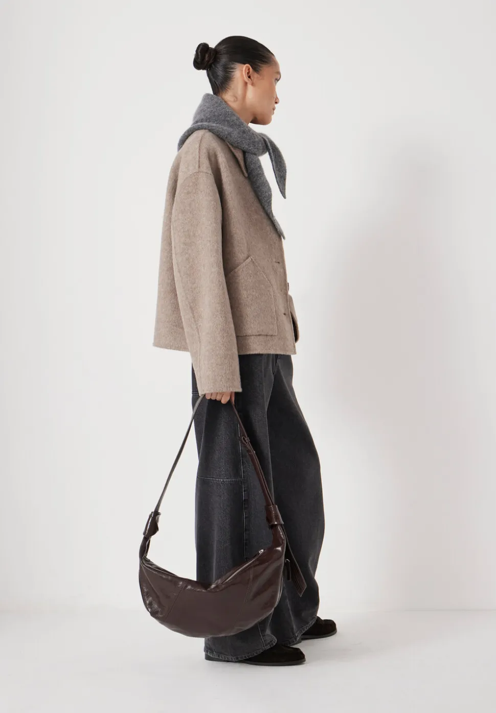 Oversized Leather Crescent Bag
