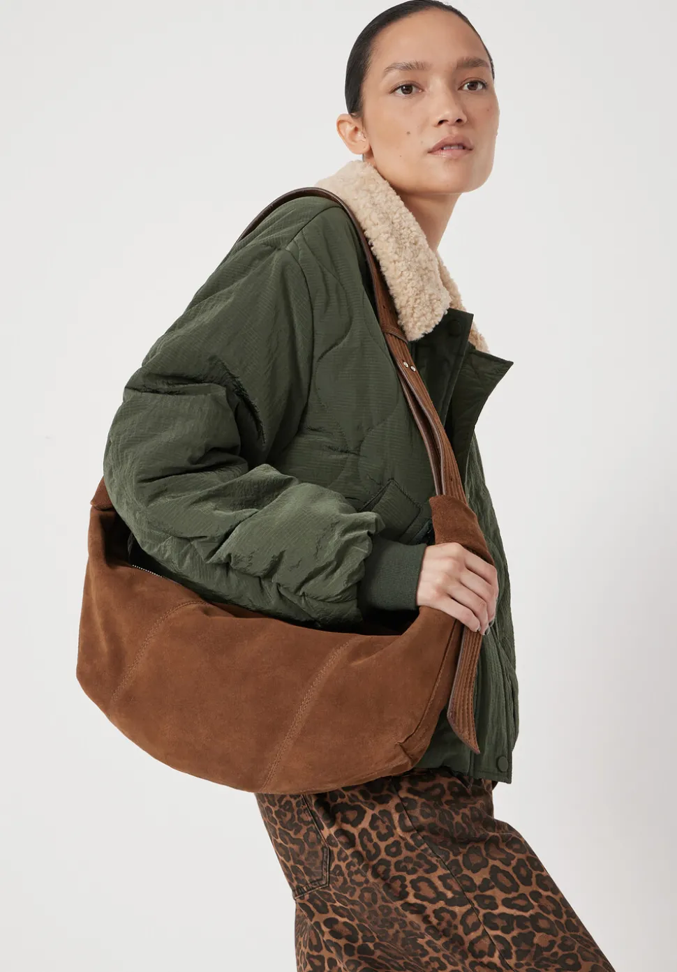 Oversized Suede Crescent Bag