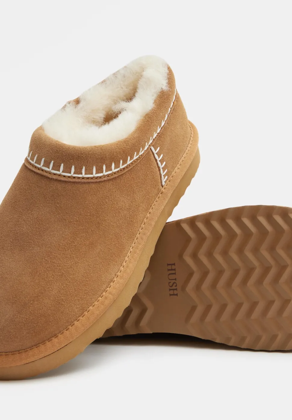 Padded Collar Sheepskin Snug Slippers