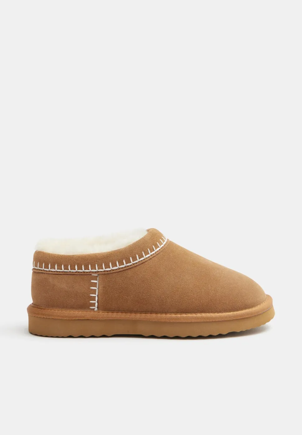 Padded Collar Sheepskin Snug Slippers