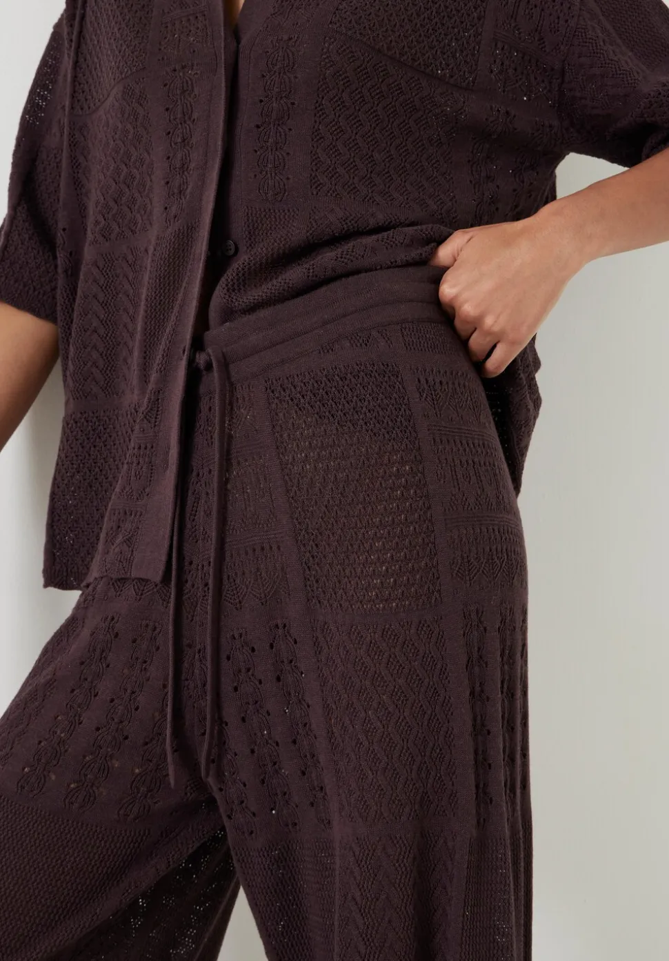 Patchwork Stitch Knitted Trouser