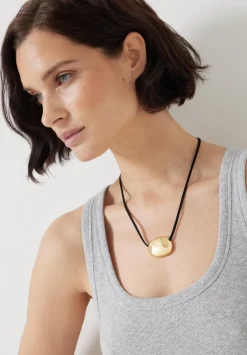 Pebble Pendant Cord Necklace