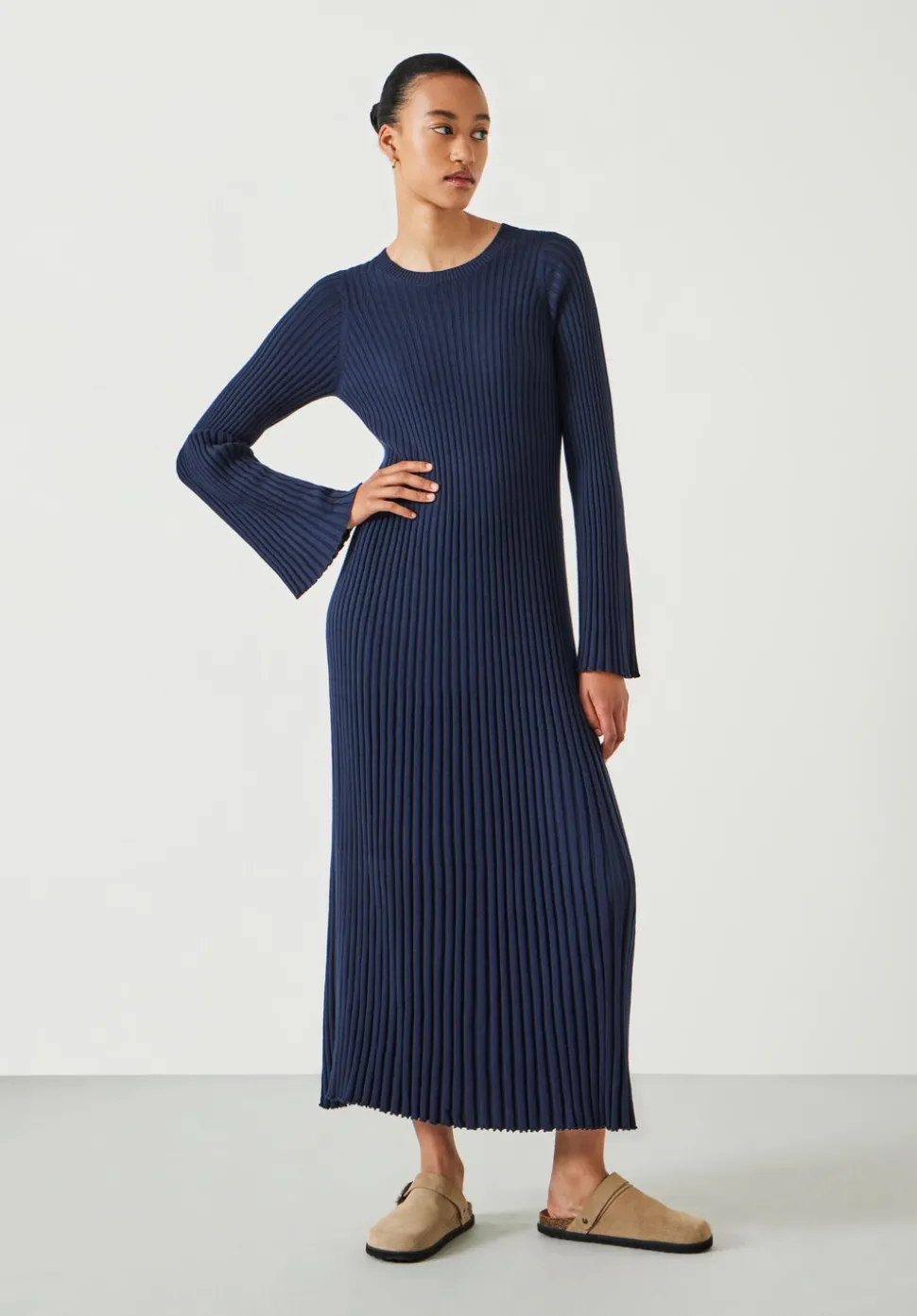 Penny Crew Neck Ribbed Knitted Dress