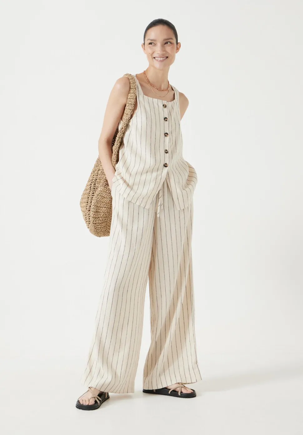 Phoebe Linen Blend Stripe Waistcoat