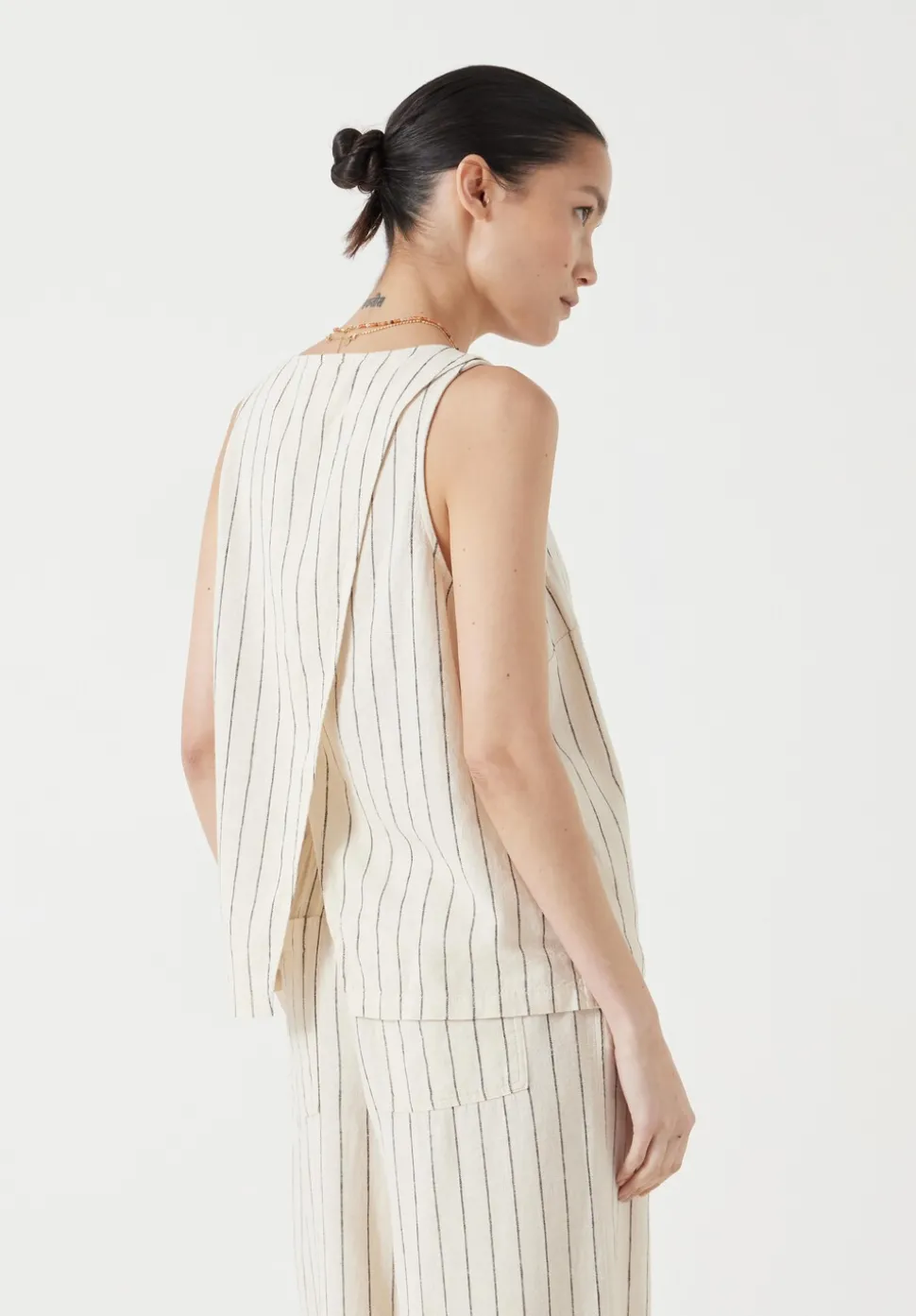 Phoebe Linen Blend Stripe Waistcoat