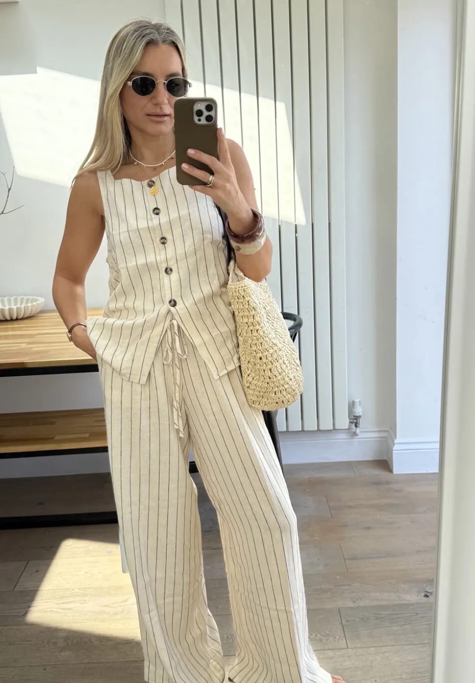 Phoebe Linen Blend Stripe Waistcoat