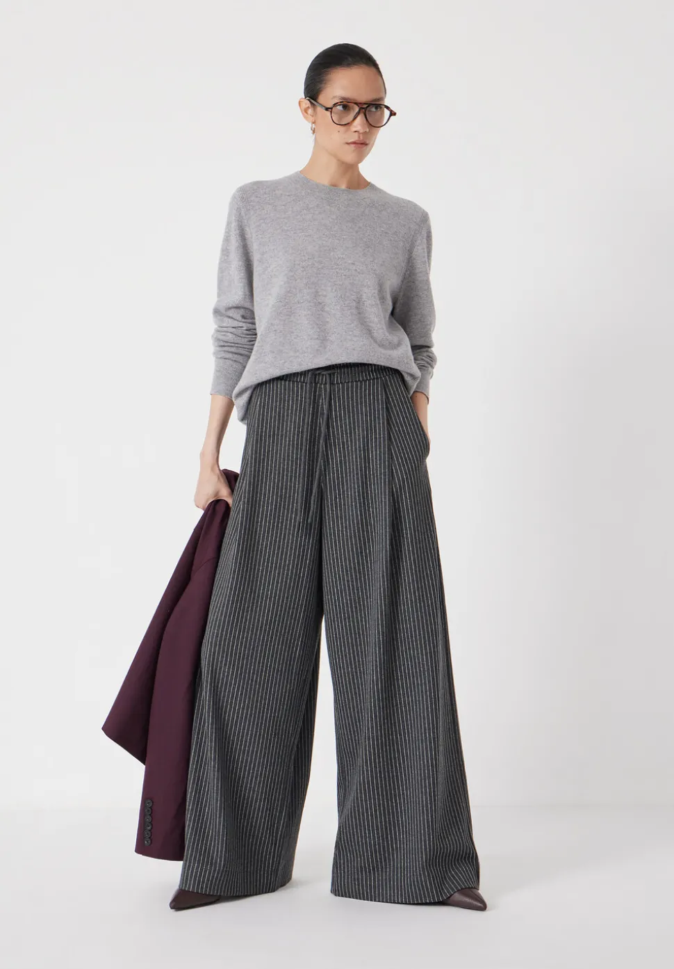 Pinstripe Wide Leg Jogger