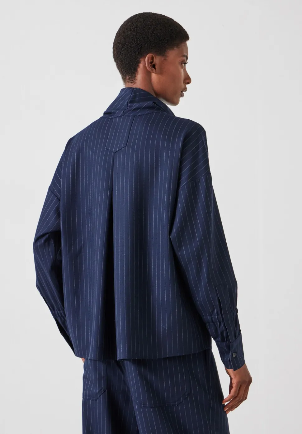 Pinstripe Wool Blend Top