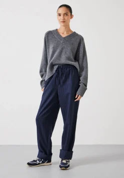 Pinstripe Wool Blend Trouser