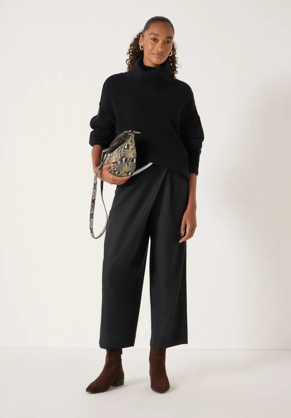 Pinstripe Wrap Detail Trousers