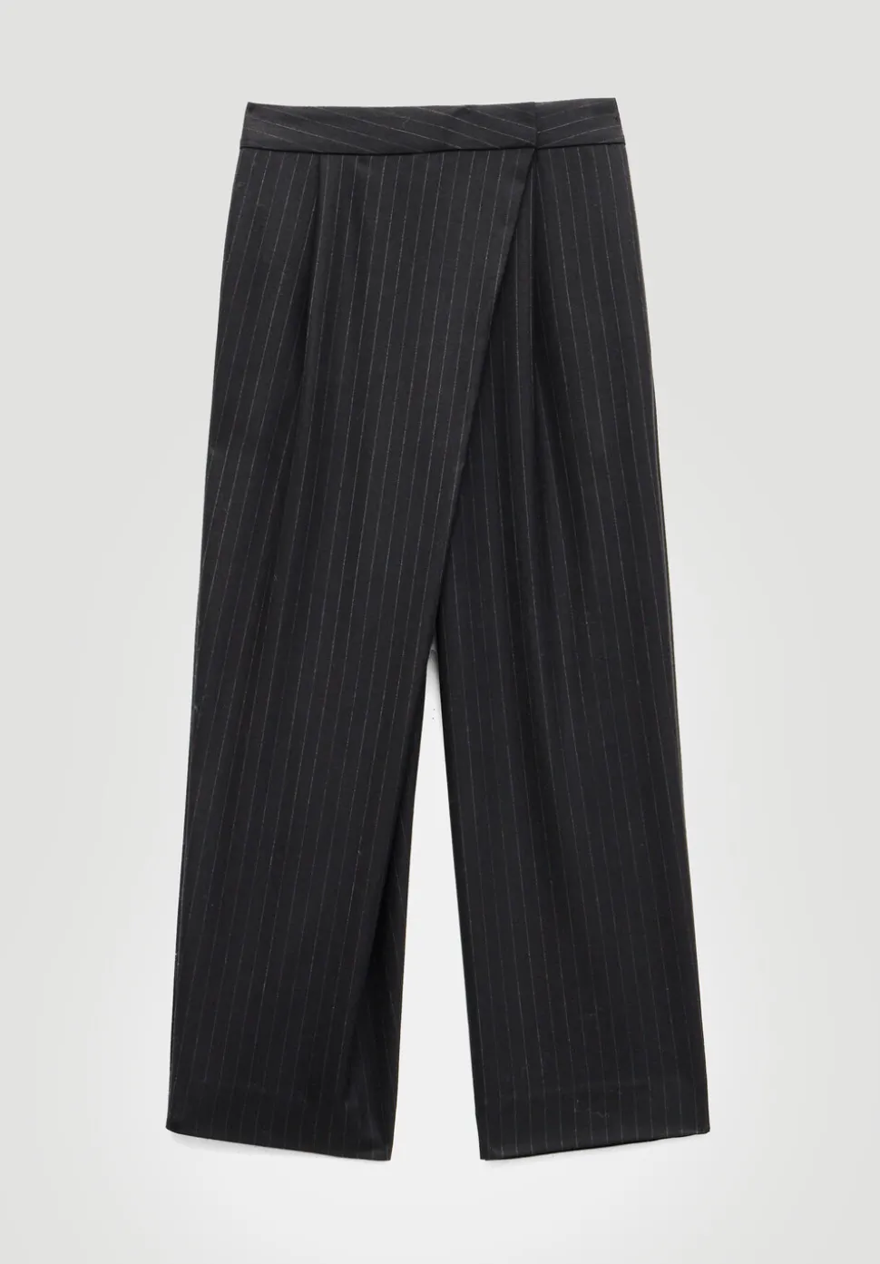 Pinstripe Wrap Detail Trousers