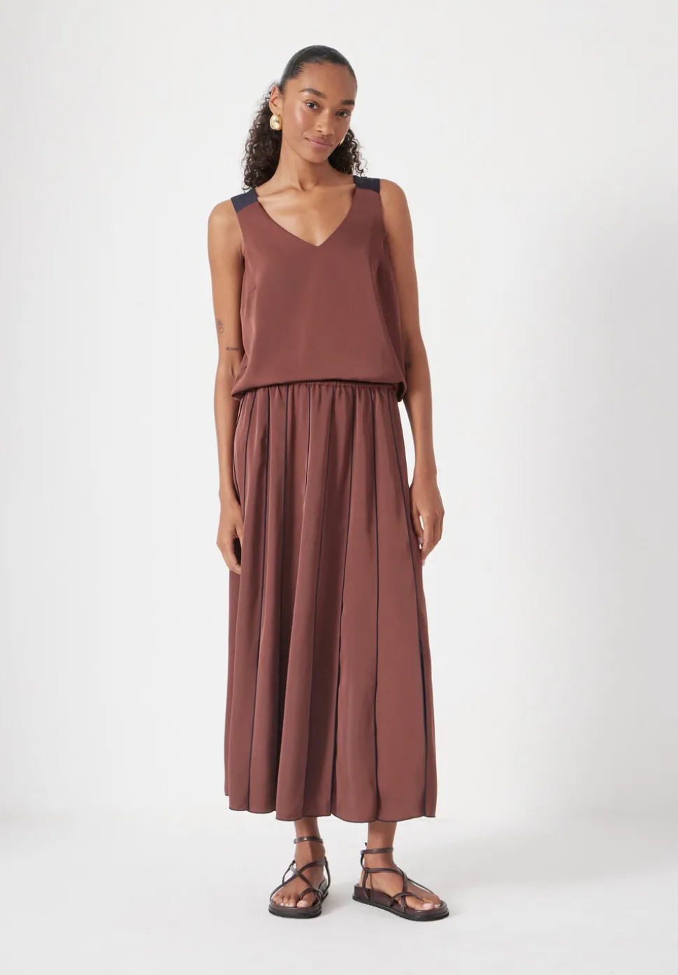 Pippa Satin Pleated Skirt