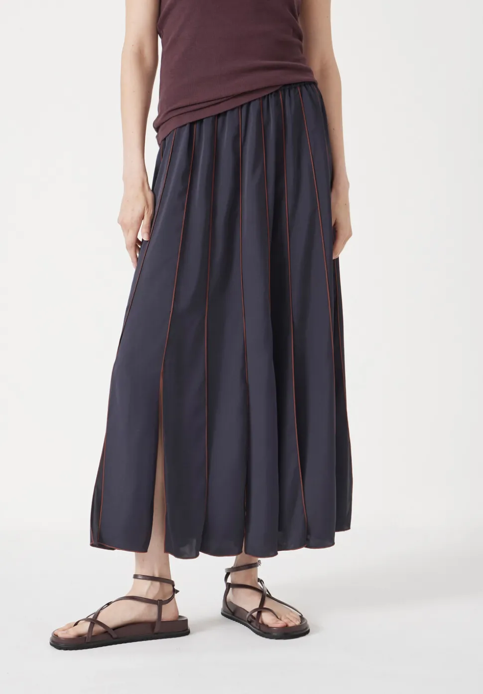 Pippa Satin Pleated Skirt