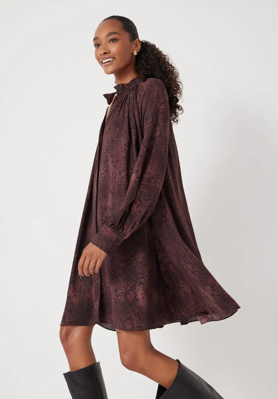 Printed Chiffon Mini Dress