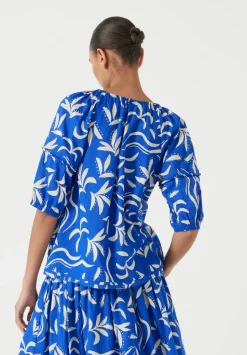 Printed Cotton Balloon Sleeve Blouse