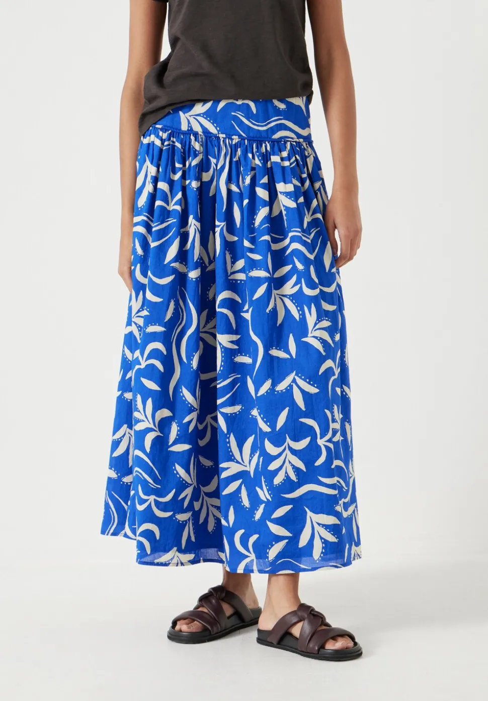 Printed Gathered Detail Cotton Skirt