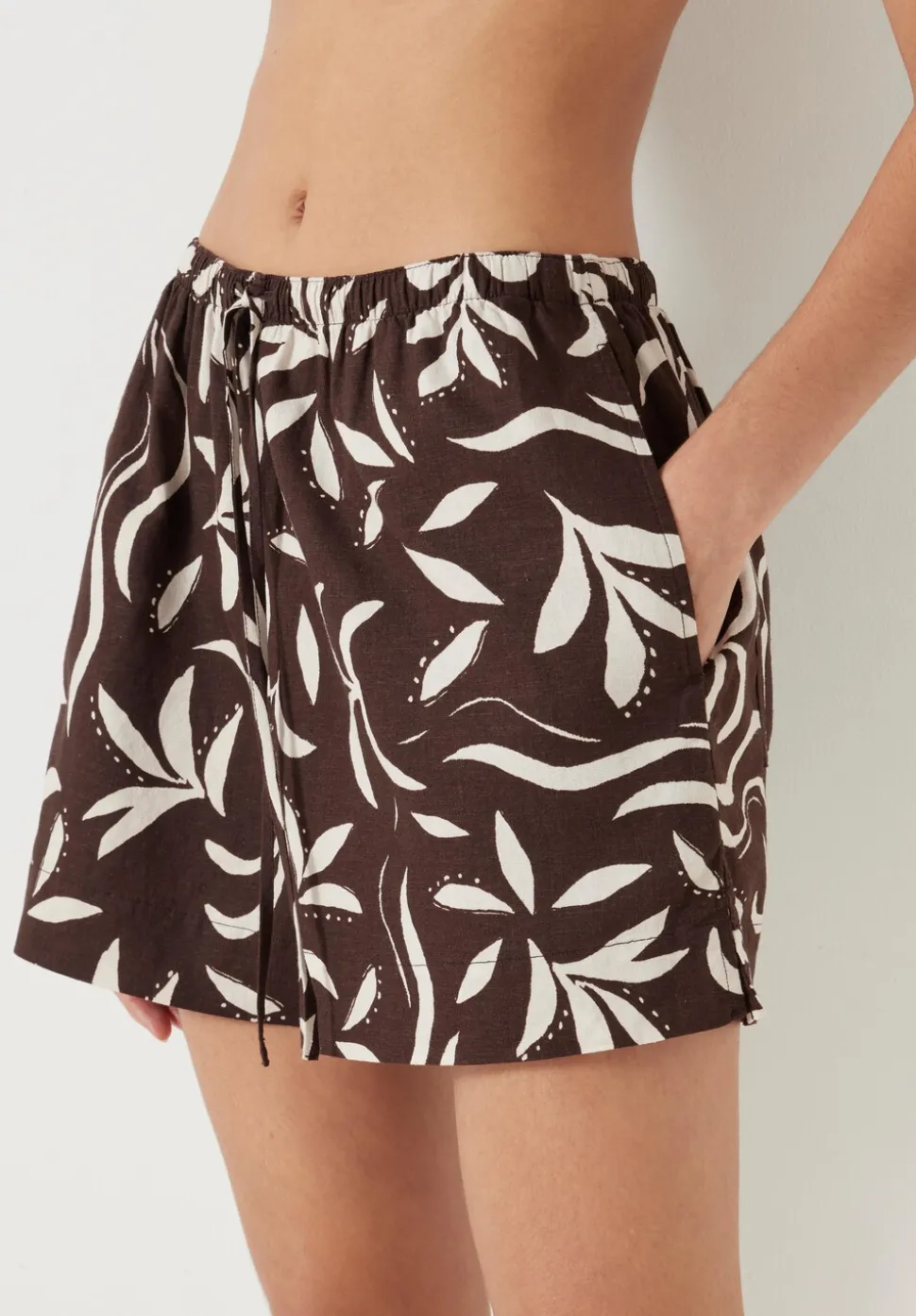 Printed Linen Blend Shorts