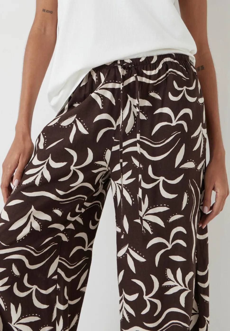 Printed Linen Blend Trouser