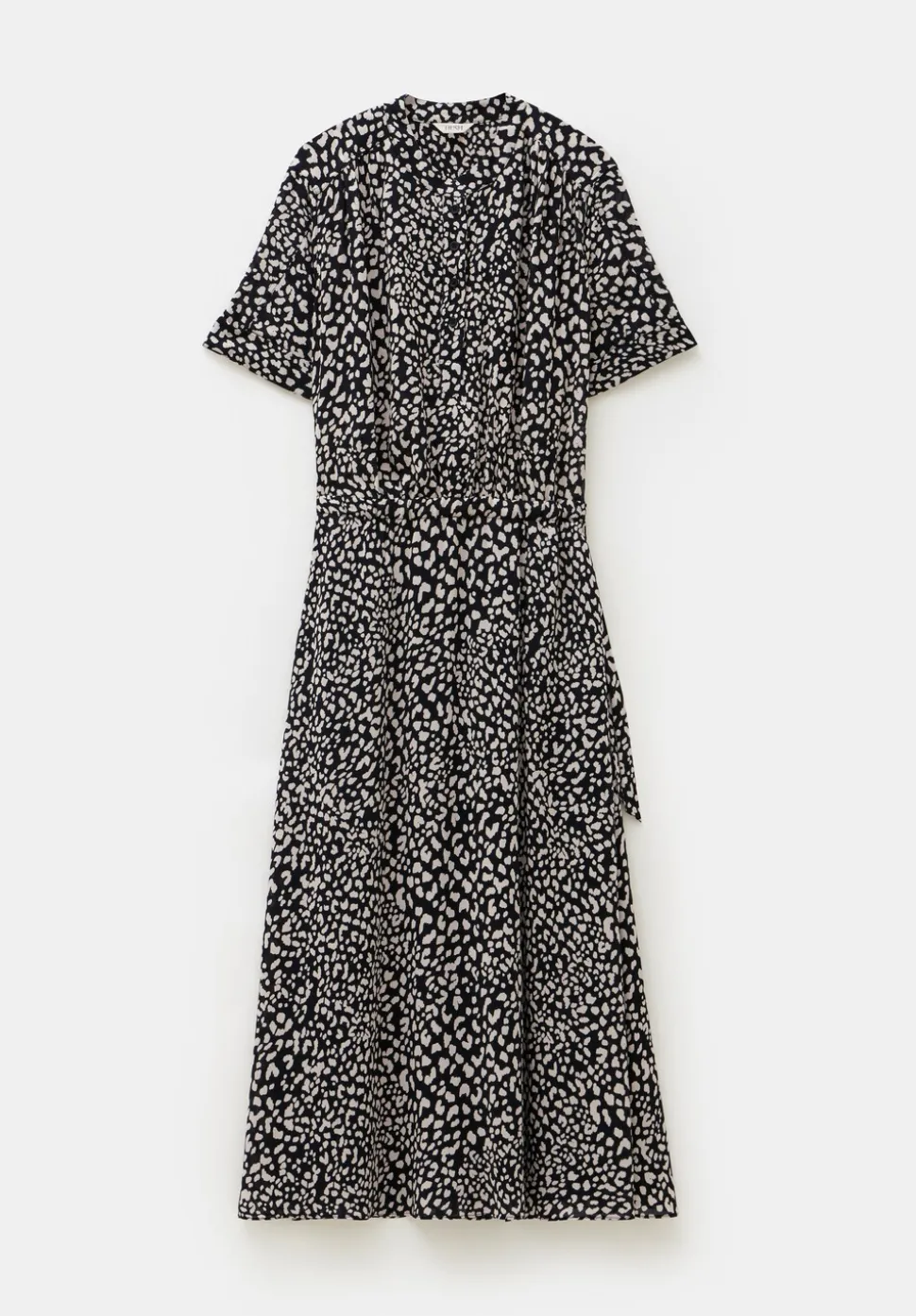 Printed Short Sleeve Midi Shirt Dress