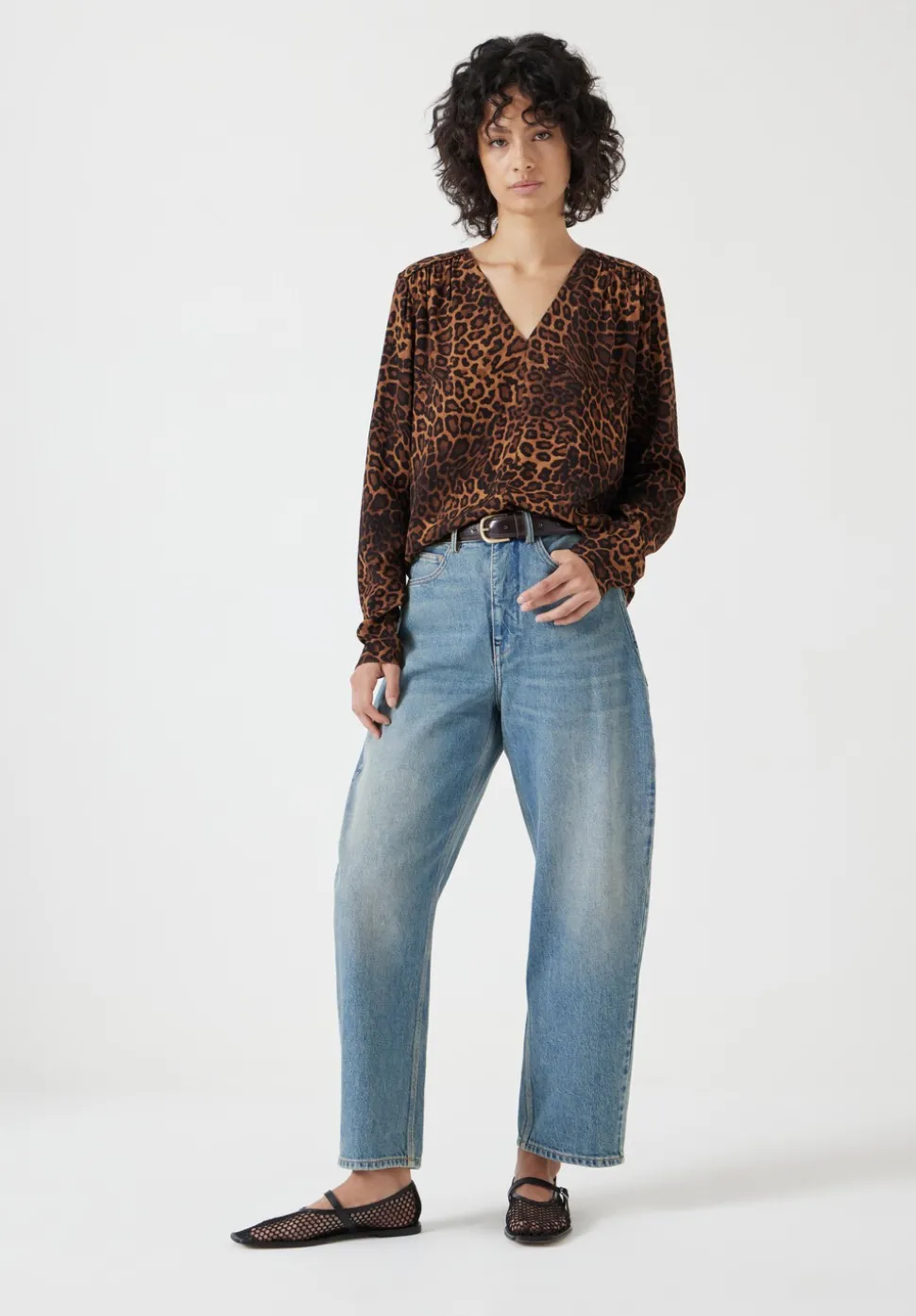 Printed V-Neck Blouse