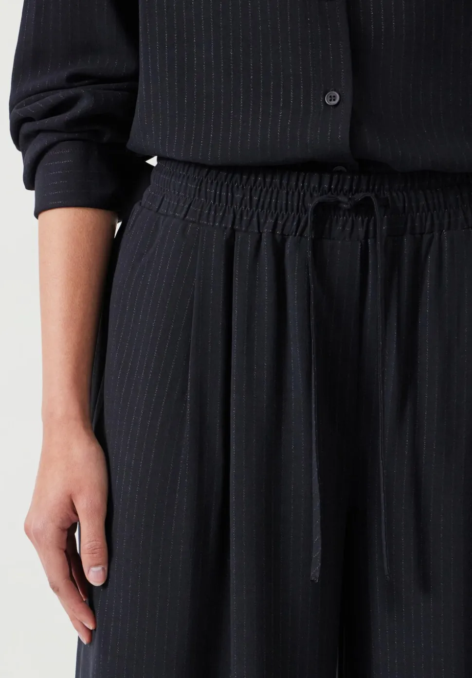 Prisha Wide Leg Pinstripe Trousers
