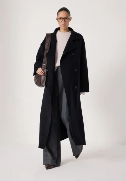 Pure Wool Double Faced Funnel Neck Belted Coat